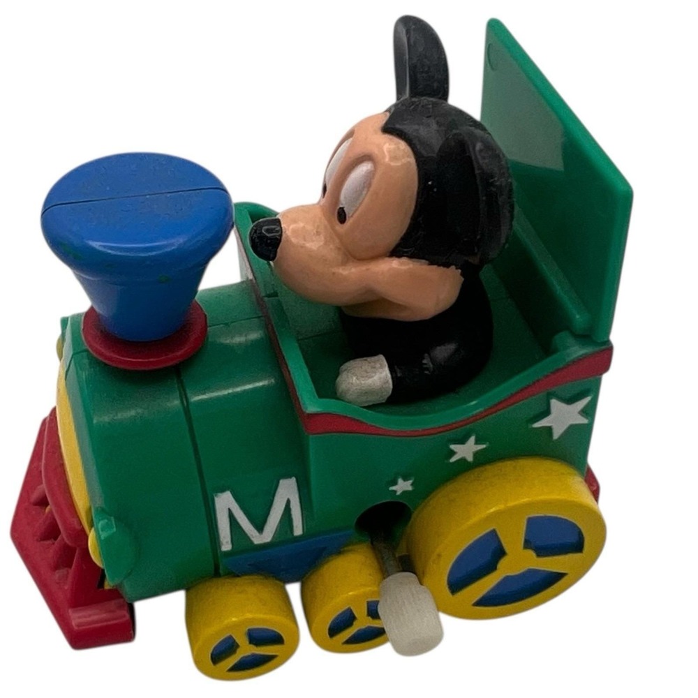 Mickey Mouse Wind Up Toy Train Green Red Disney Store Stars Vintage